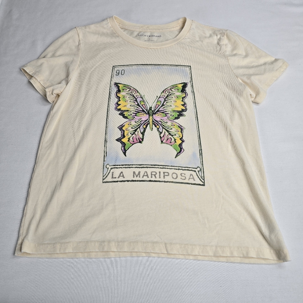 Lucky Brand La Mariposa Butterfly Tee Tshirt - Picture 2 of 5